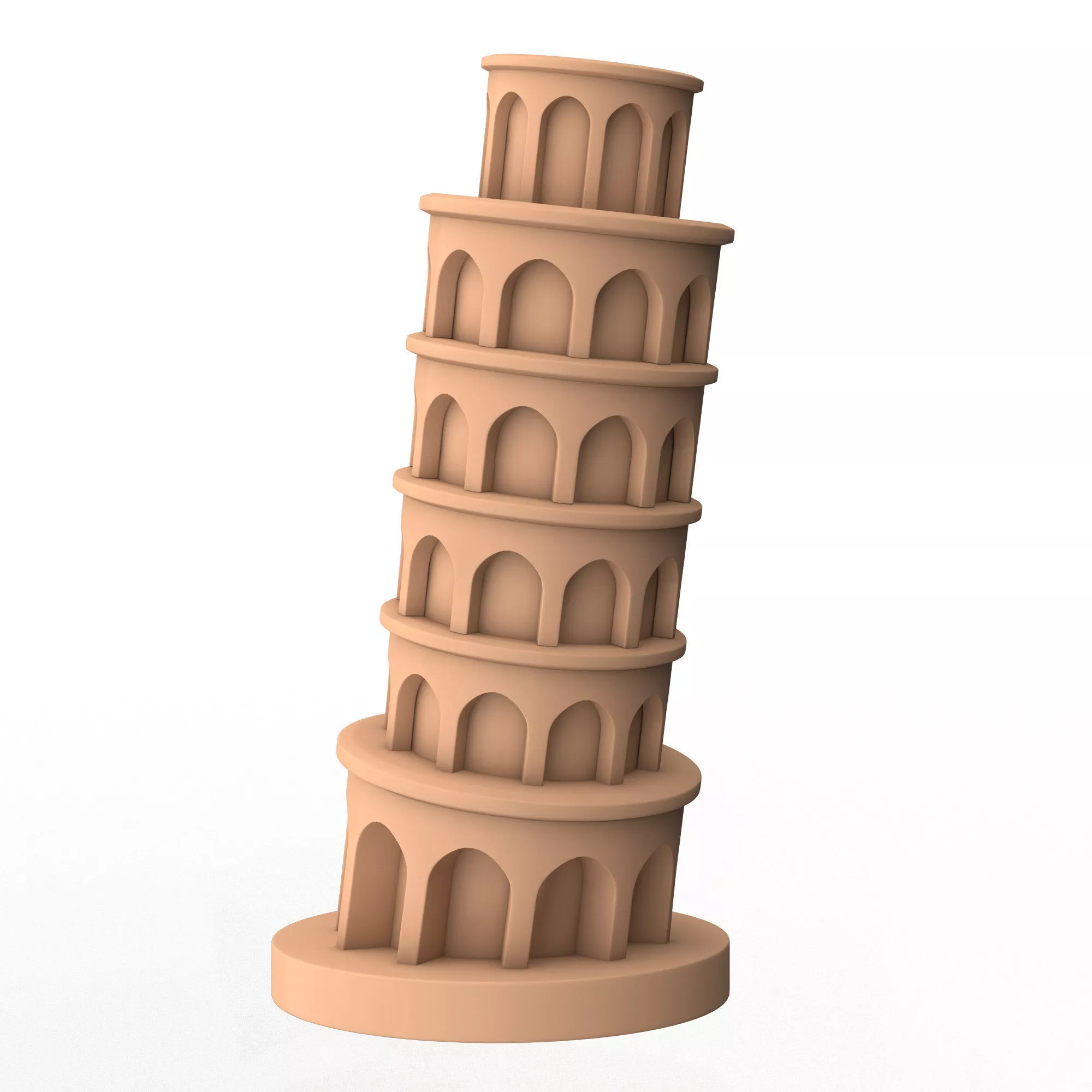 Stylized Leaning Tower of Pisa Isometric 3D Model 3D print model