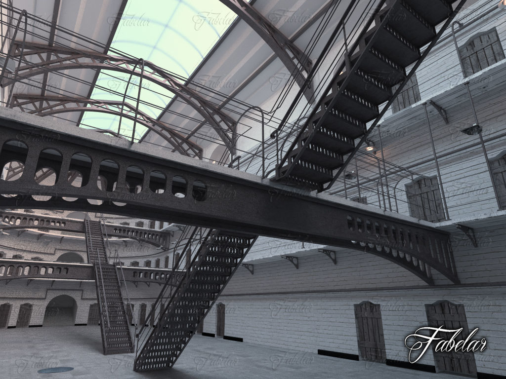 Prison 01 day and night 3D model_7
