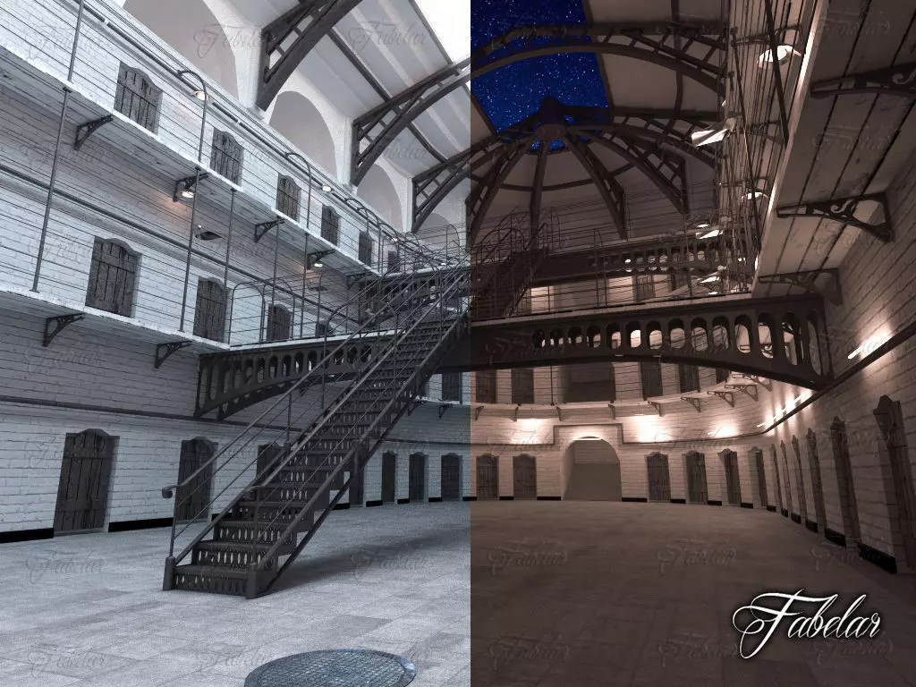 Prison 01 day and night 3D model_0