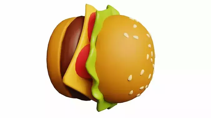 Burger Cartoon Stylized 3D model 4