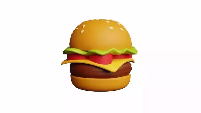 Burger Cartoon Stylized 3D model 2