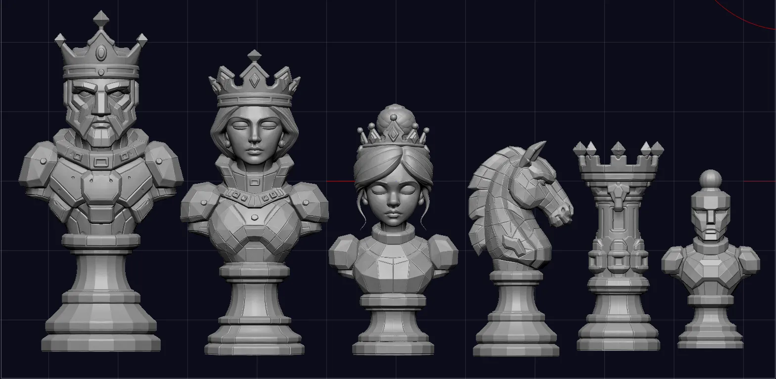 Futuristic Sci-Fi Chess Pieces Set 3D print model