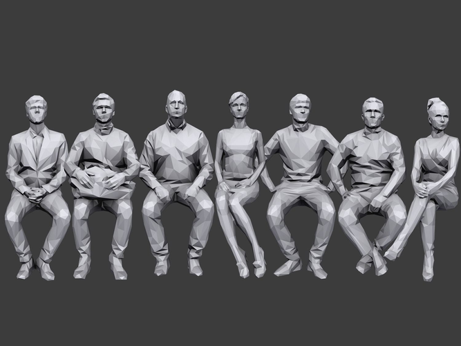 Lowpoly People Sitting Pack Volume 3 Low-poly 3D model