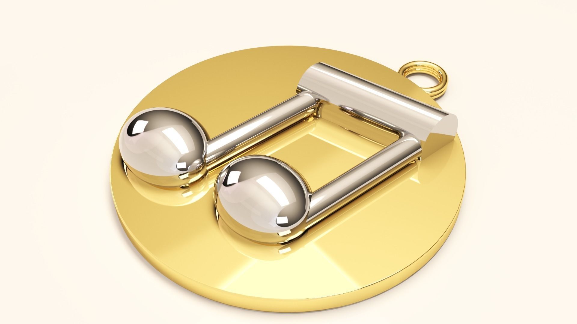 melody musical note pendant in gold 3D print model