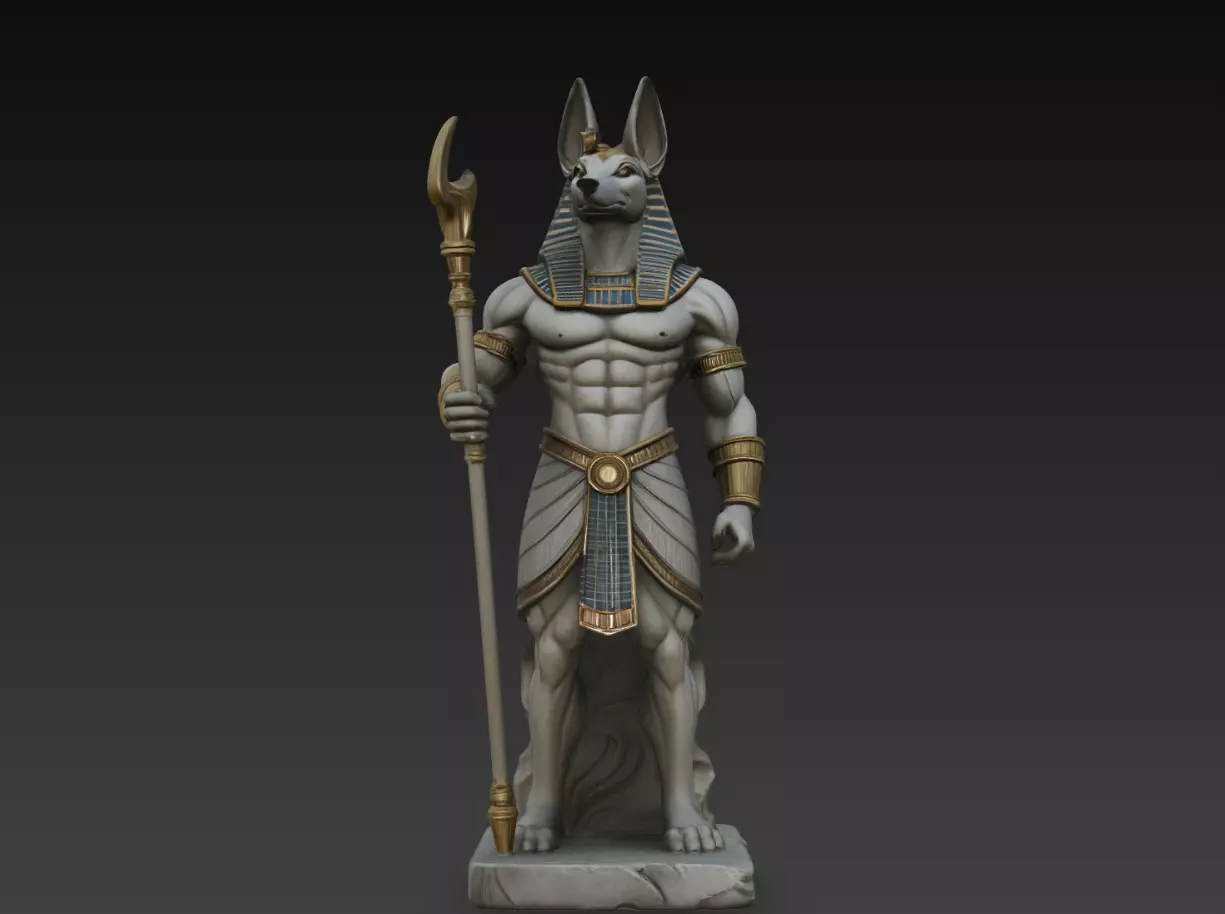 Anubis Royal Tomb Guardian STL Egyptian God Statue 3D print model