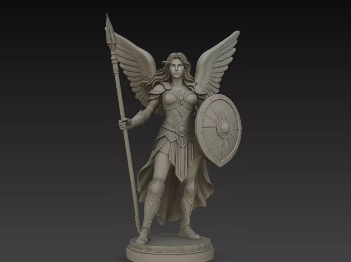 Eternal Valkyrie STL Angelic Shield Maiden Statue 3D print model