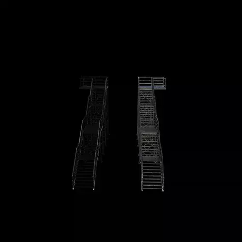 industrial Outdoor Stairs  3D model 5