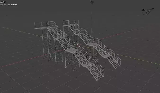 industrial Outdoor Stairs  3D model 6