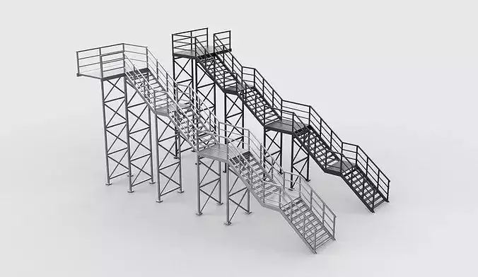 industrial Outdoor Stairs 3D model
