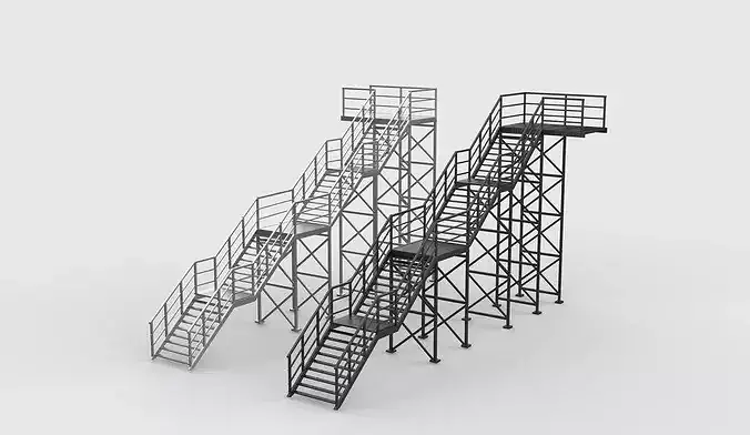 industrial Outdoor Stairs  3D model 2