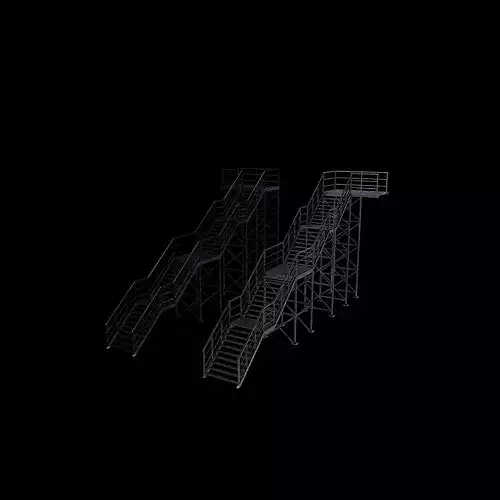 industrial Outdoor Stairs  3D model 7