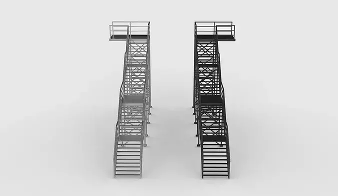 industrial Outdoor Stairs  3D model 3