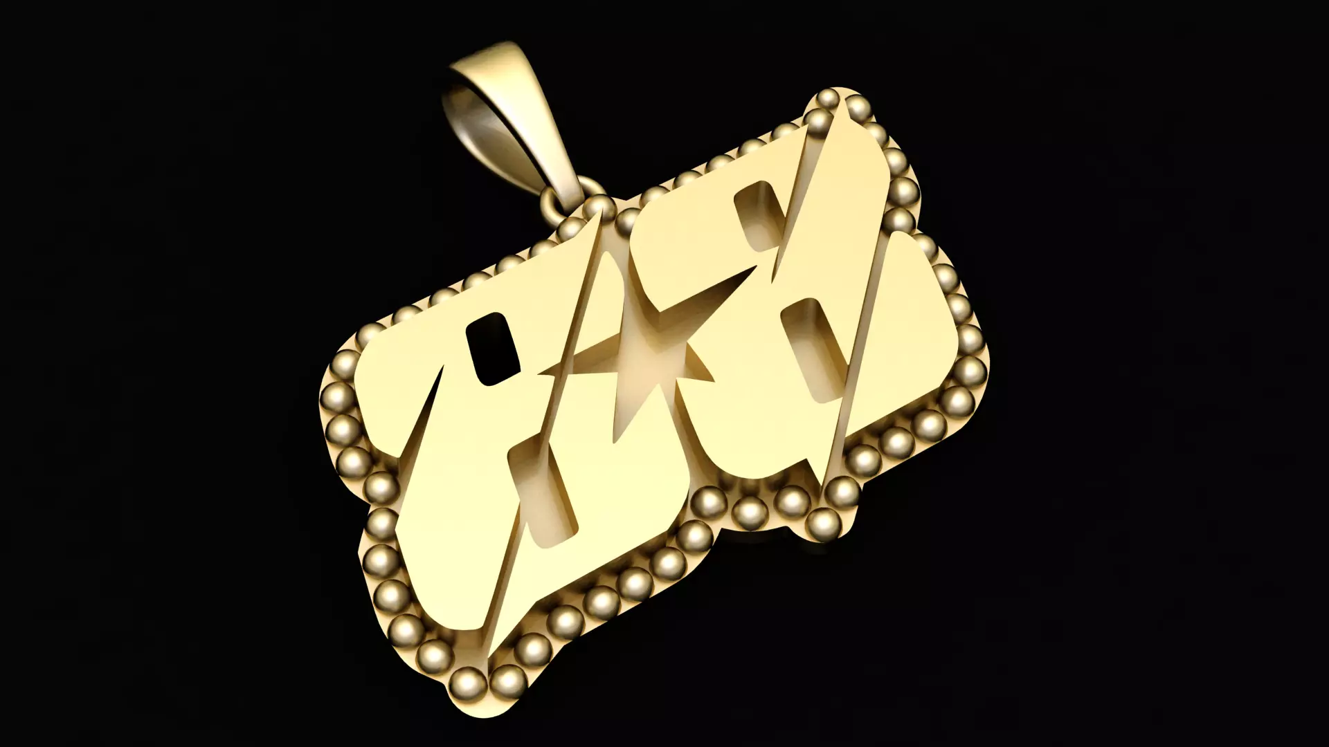 14K Yellow Gold 88 Graffiti Style Statement Pendant 3D print model