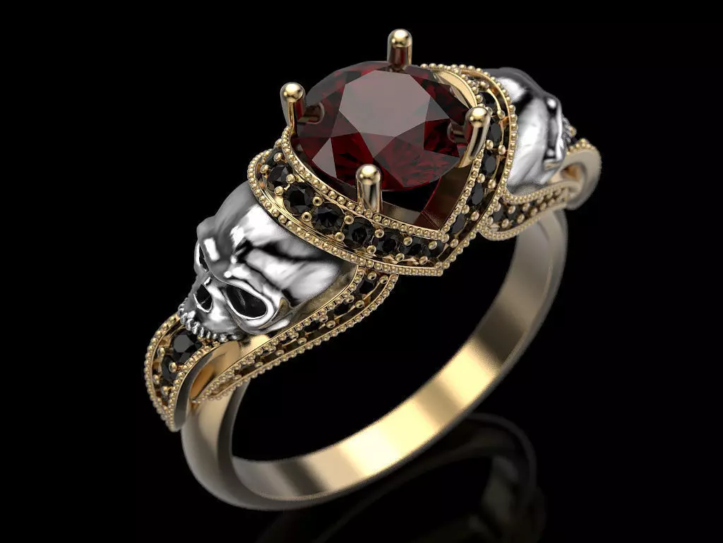 Skull Engagement Ring Many sizes 3D print model