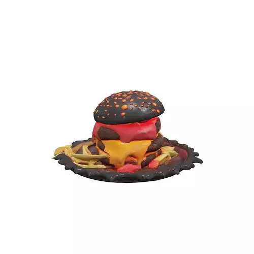 food 3D model of a dark fantasy cursed burger black charcoal ... 3D model 5