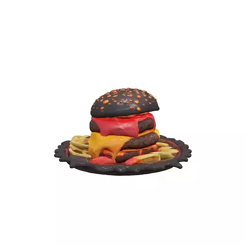 food 3D model of a dark fantasy cursed burger black charcoal ... 3D model 3
