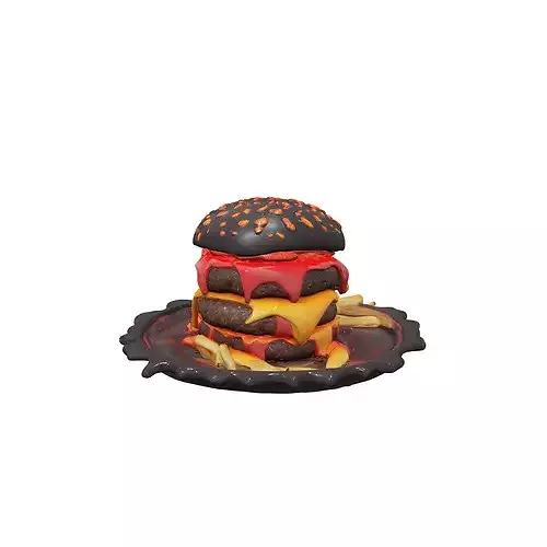 food 3D model of a dark fantasy cursed burger black charcoal ... 3D model 4