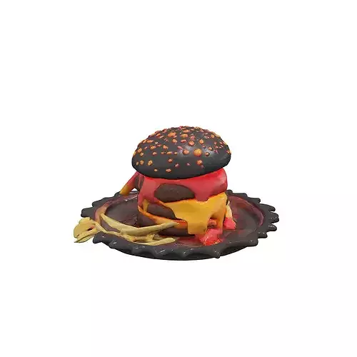 food 3D model of a dark fantasy cursed burger black charcoal ... 3D model