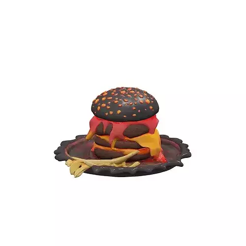 food 3D model of a dark fantasy cursed burger black charcoal ... 3D model 2