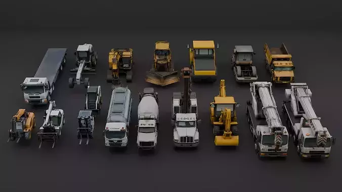 3D model 22 Realistic Construction Vehicle Pack - Lowpoly VR / AR / low ...