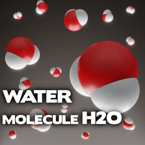 Water molecule - H2O Low-poly 3D model