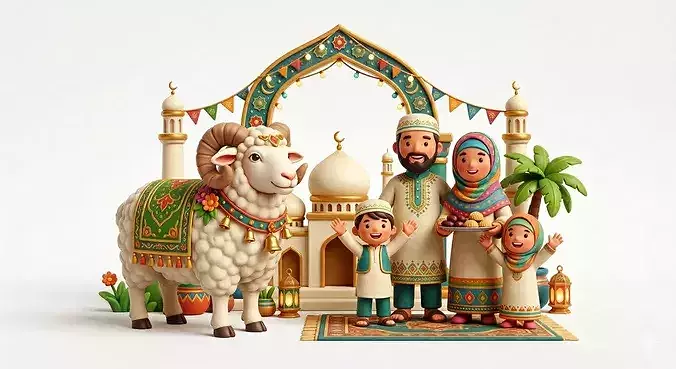 Muslim Family Sheep Eid 3D Model