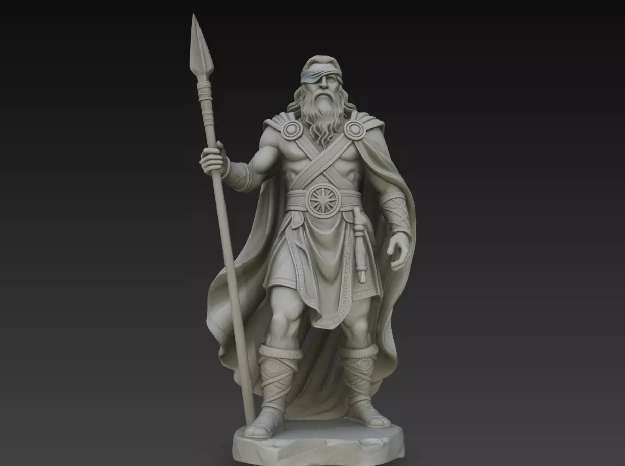 Odin Allfather Spear Guardian STL Norse God Statue 3D print model