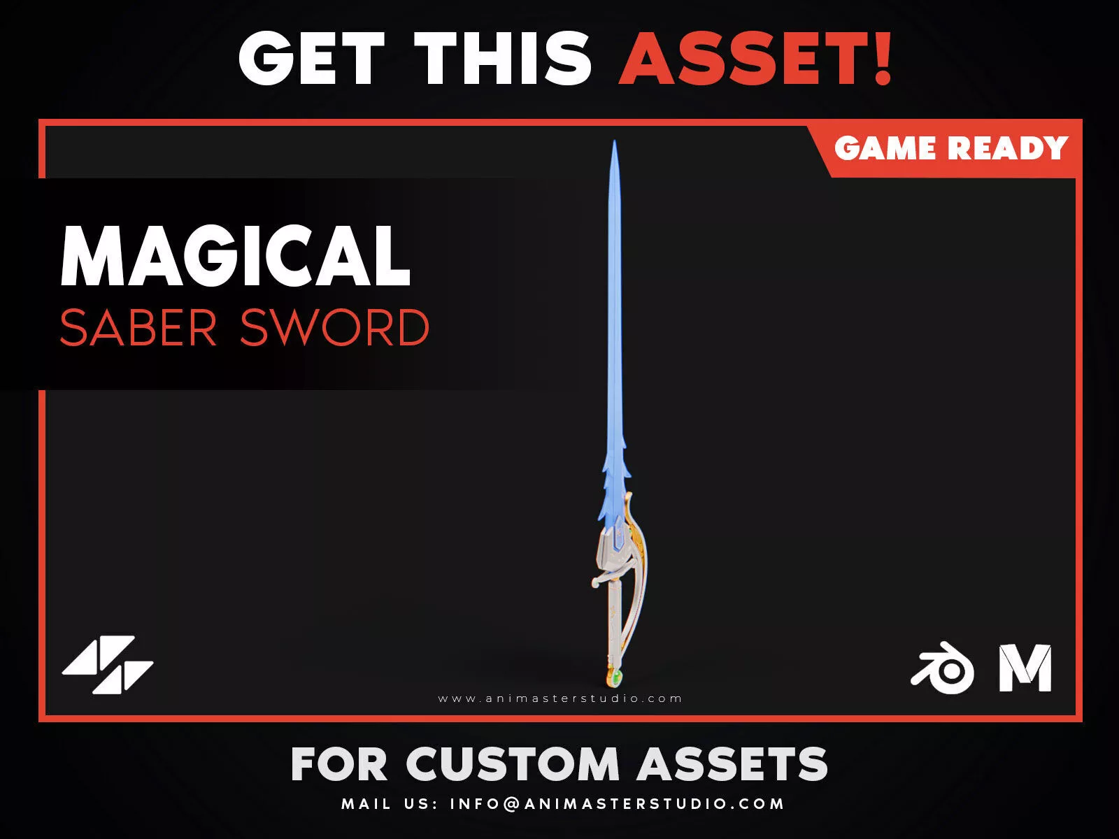 Magical Saber Fantasy Sword Low-poly 3D model
