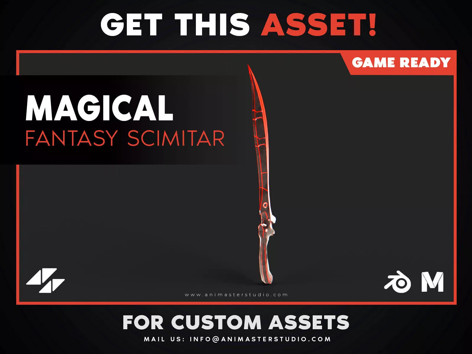 Magical Fantasy Scimitar Low-poly 3D model