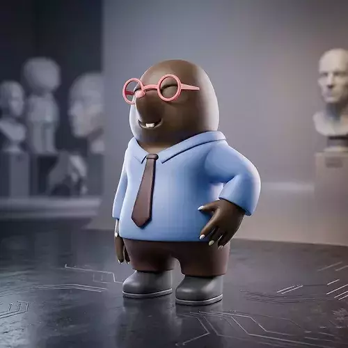 Professor Penny Cute Mole Teacher Character 