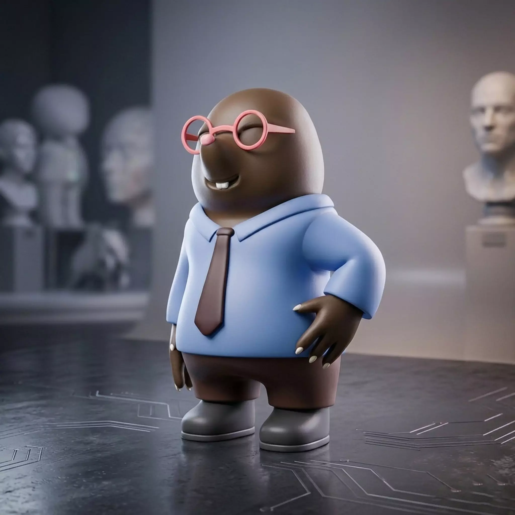 Professor Penny Cute Mole Teacher Character 3D model