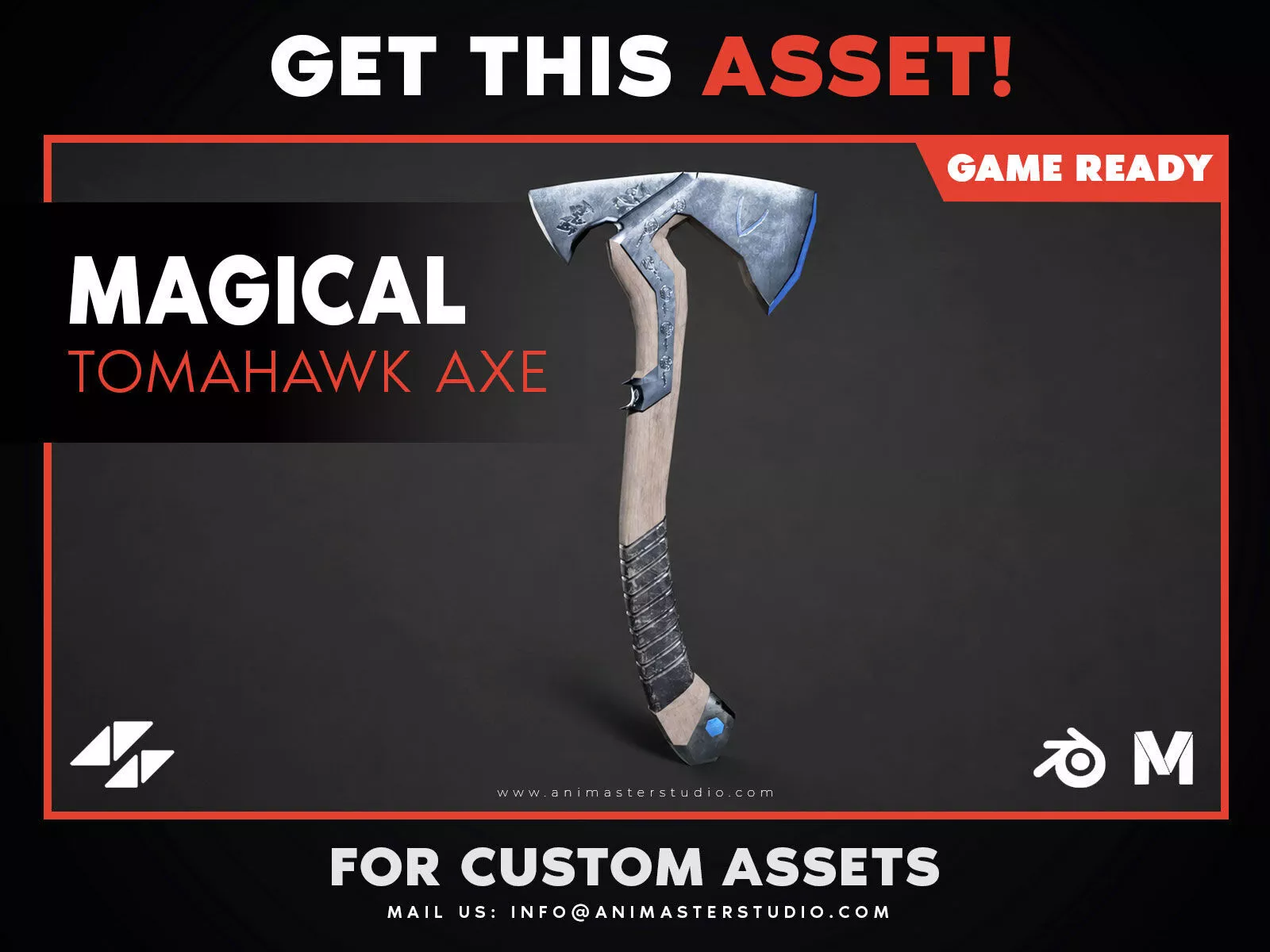 Magical Tomahawk Hatchet Axe Low-poly 3D model