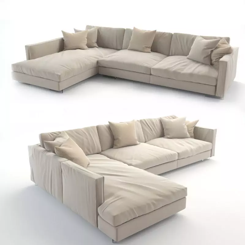realistic sofa sectional with pillows 3D model_0