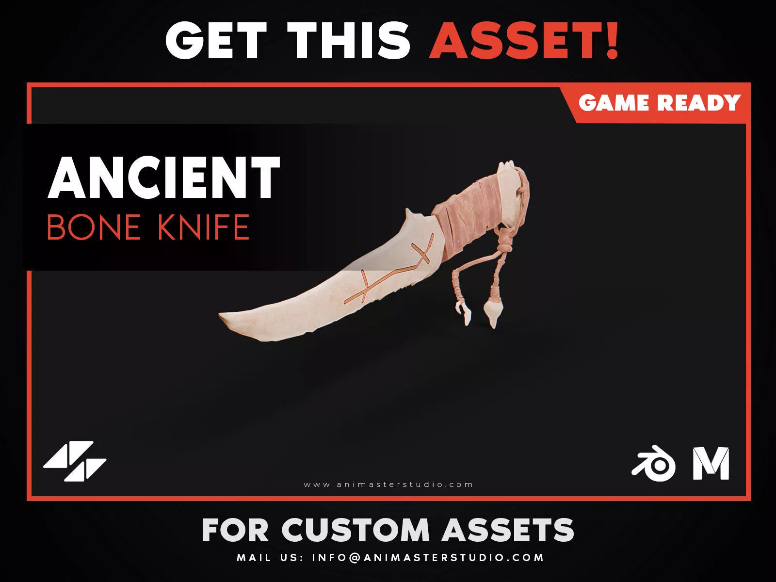 Ancient Bone Knife Low-poly 3D model