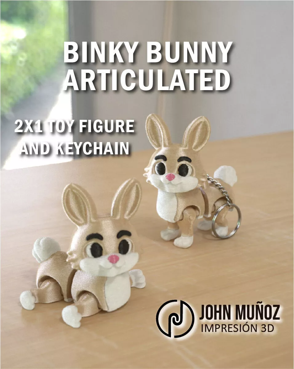 Binky bunny Figure Toy and Keychain Articulated 3D print model