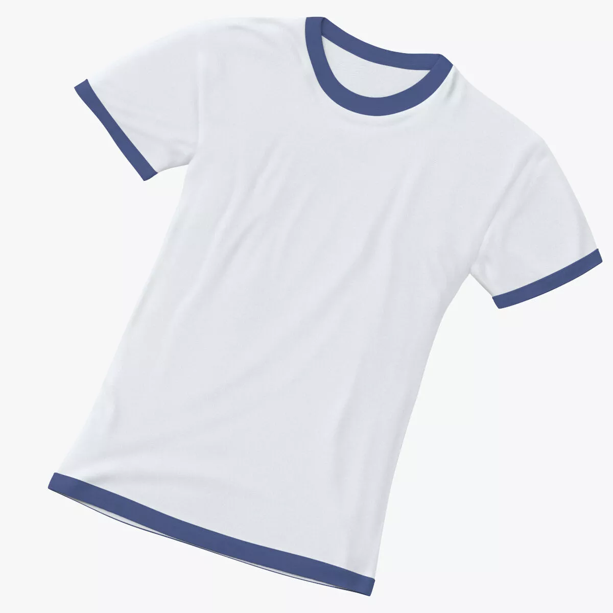 Female Crew Neck Laying White and Dark Blue 02 3D model