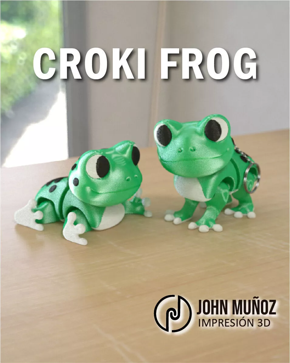 Croki Frog Figure Toy and Keychain Articulated free support 3D print model