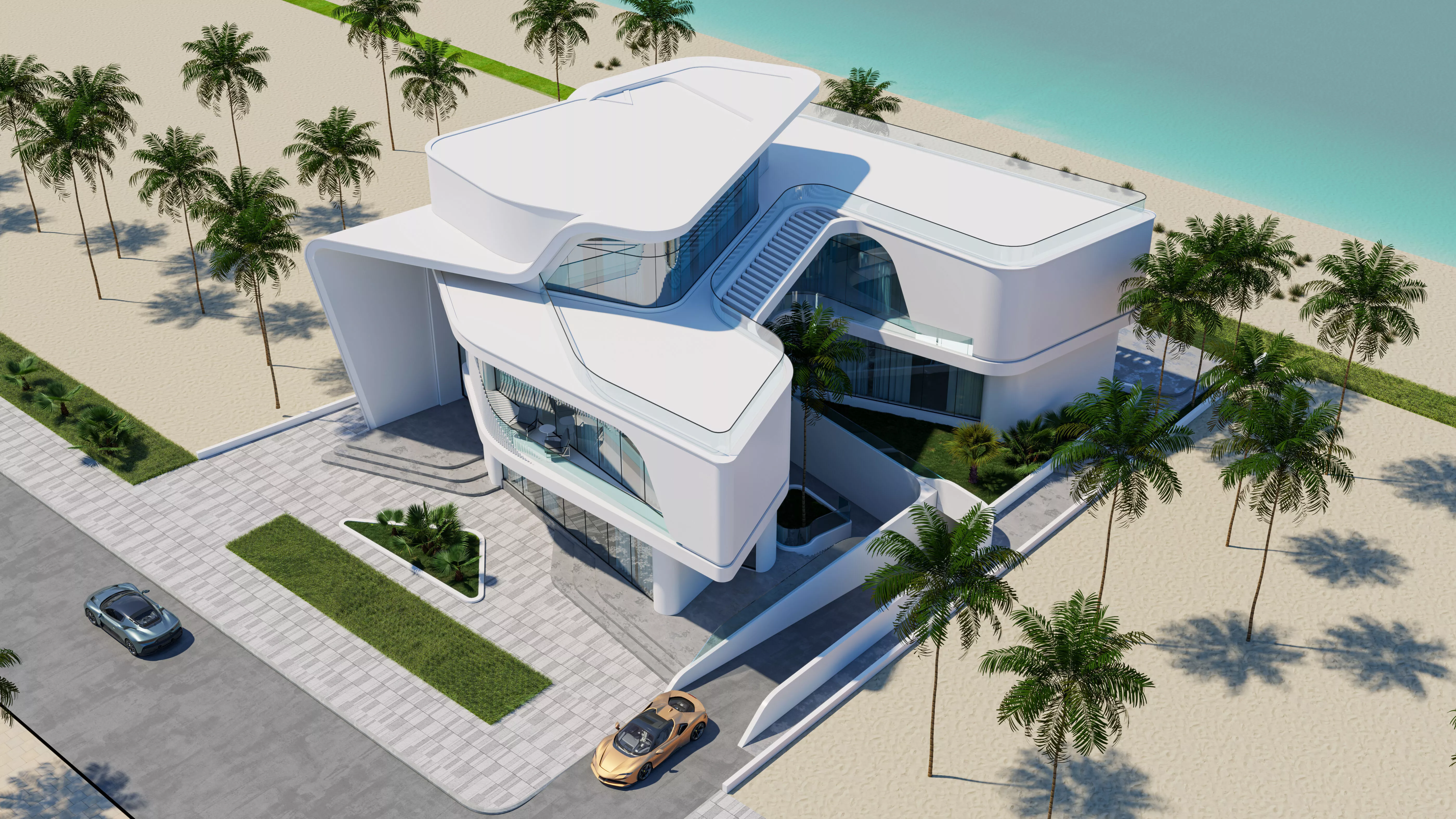 Modern Villa 9 - Vray Chaos Vantage Render 3D model