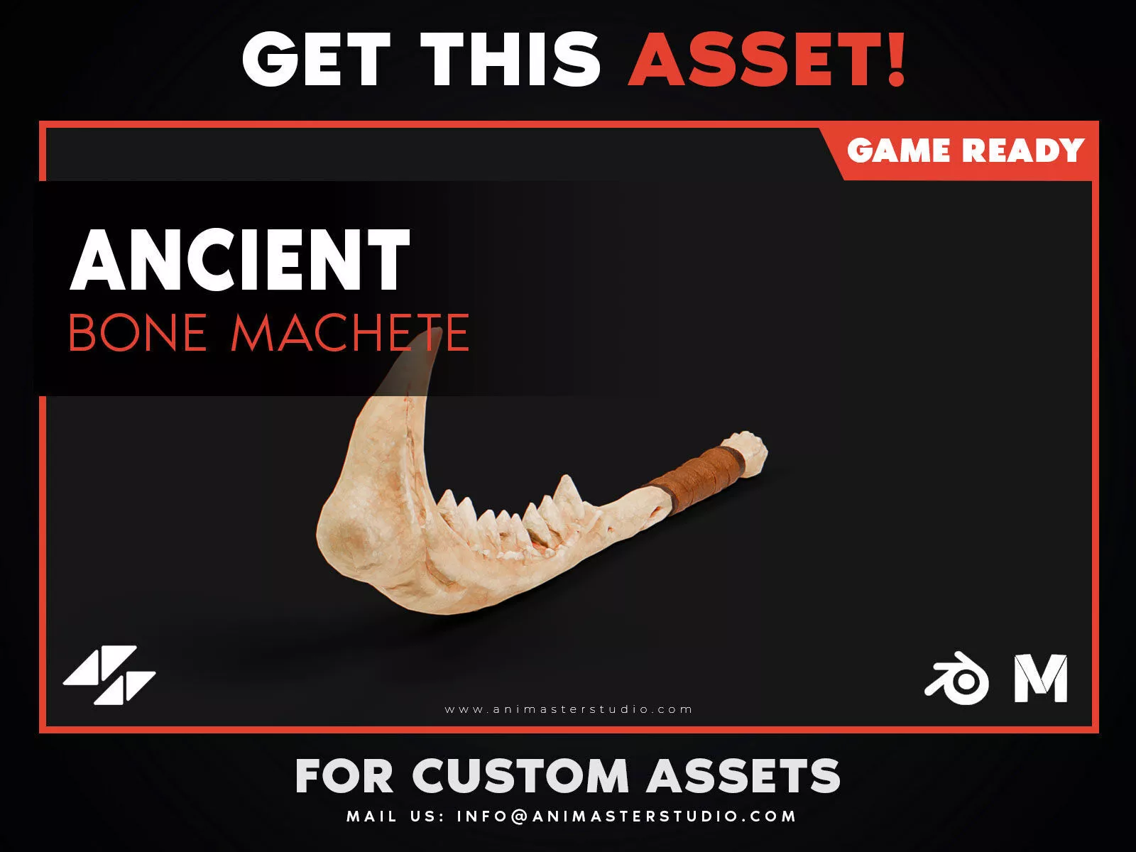 Ancient Bone Machete Low-poly 3D model