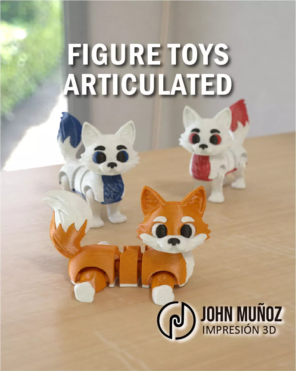 Zuki Fox Figure Toy and Keychain Articulated free support Free 3D print model