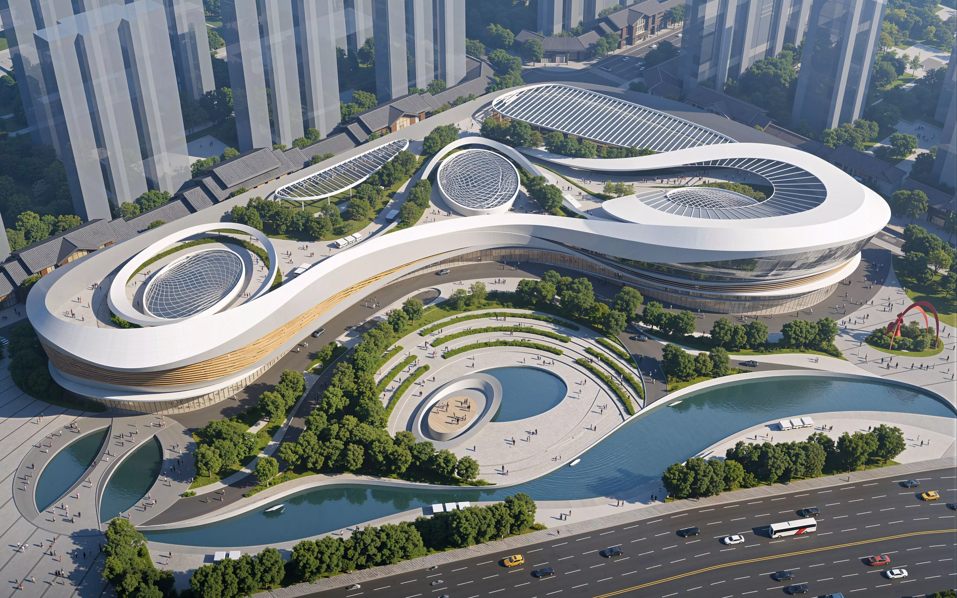 Modern Organic Shopping Mall Commercial Plaza 3D Model 3D model