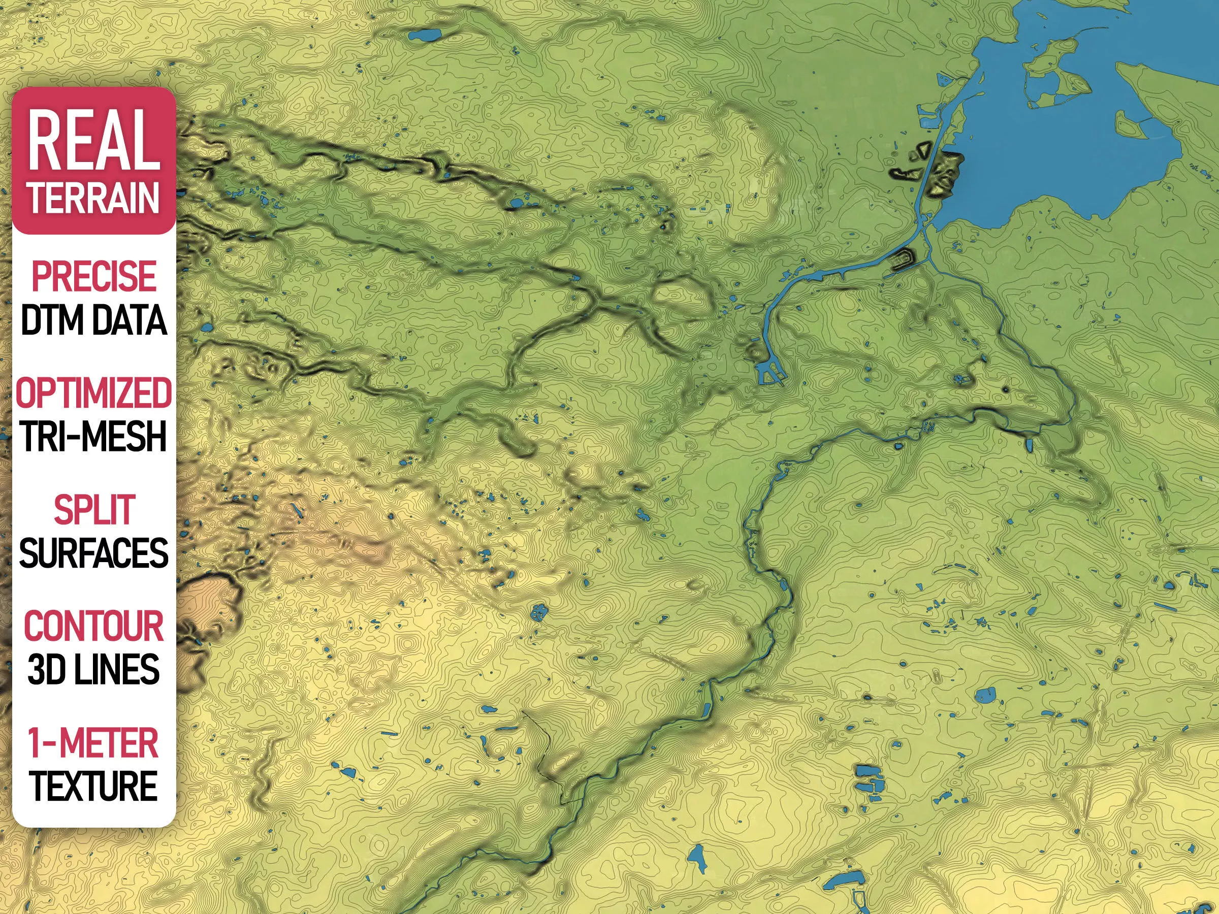 Odense - Topography Terrain Low-poly 3D model