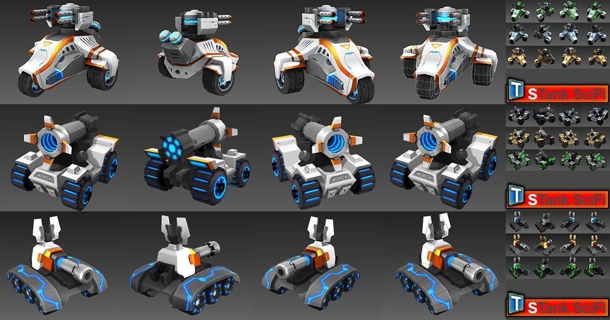 S Tank SciFi Low-poly 3D model_0