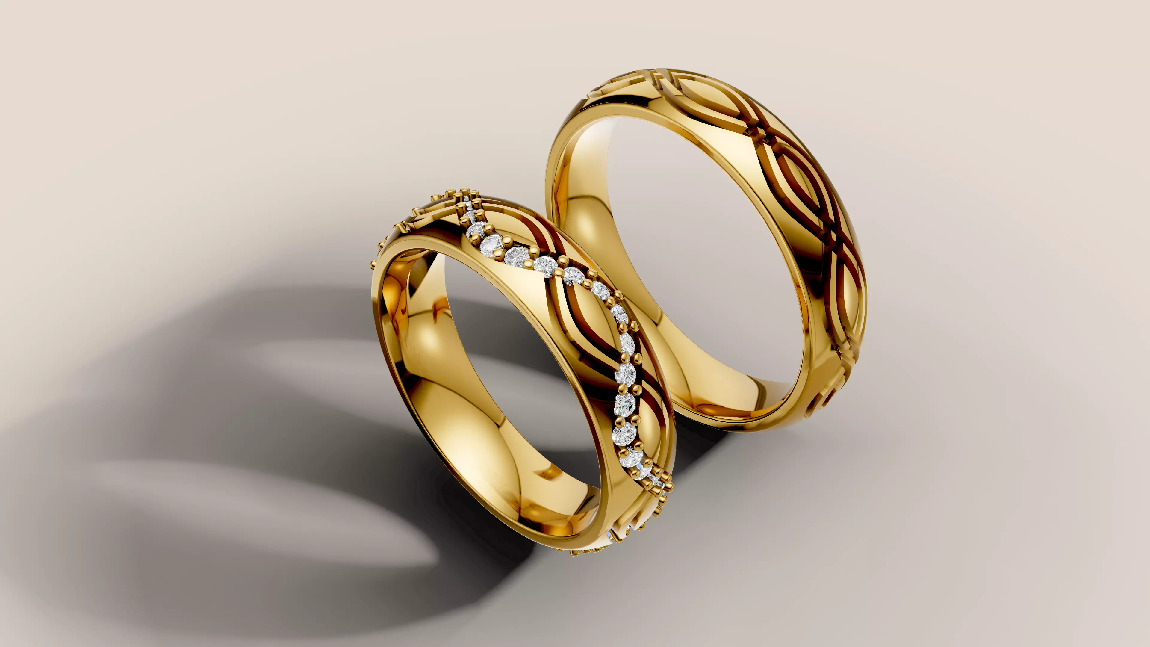 Elegant Couple Rings with Braided Pattern Jewelry CAD Model 3D print model