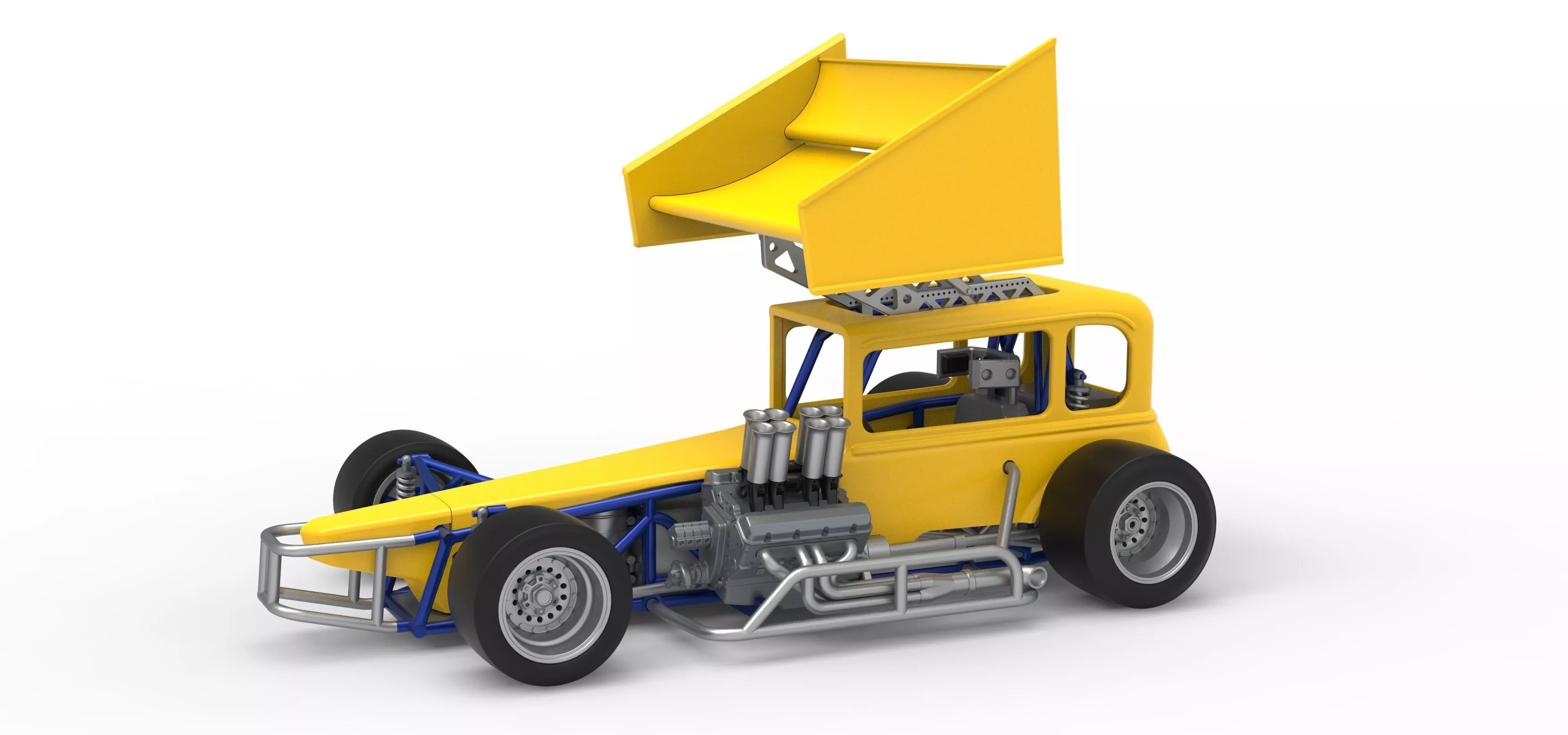 Vintage Winged Supermodified stock car Version 3 Scale 1 to 25 3D print model