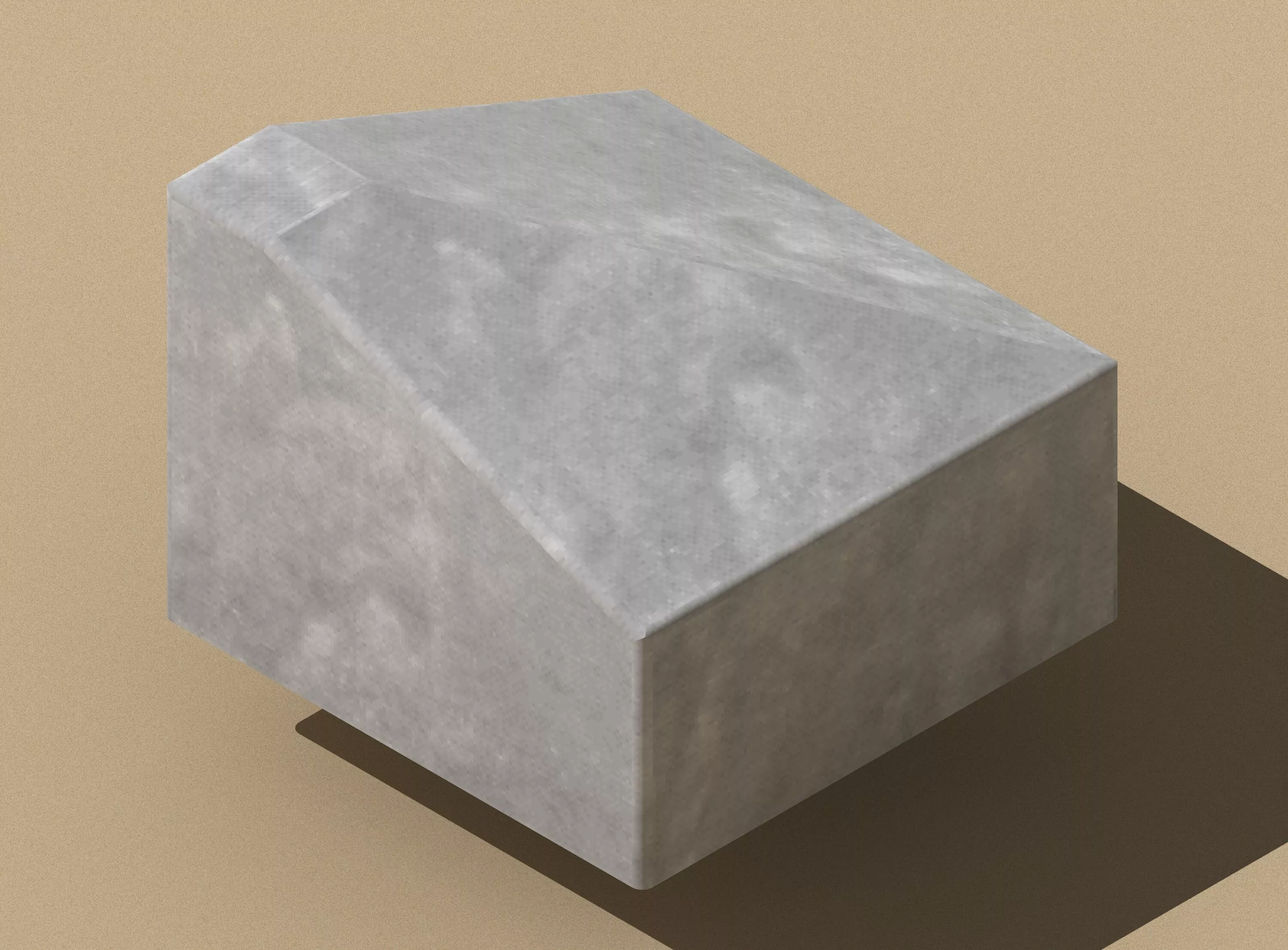 Concrete Curbstone Corner 23x23x18 cm Beveled Street Kerb Lo Pol 3D model