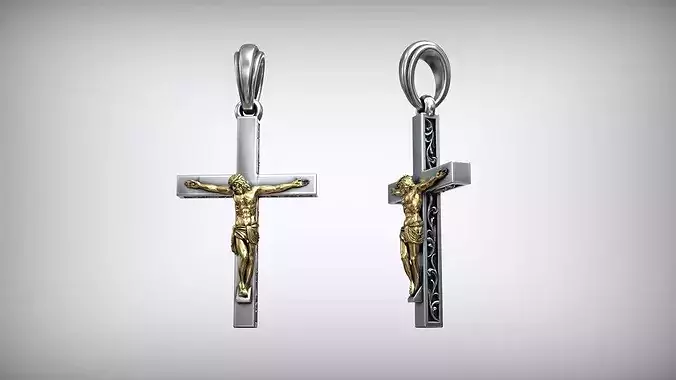Jesus Christ Crucifixion Minimalist Two Tone Cross