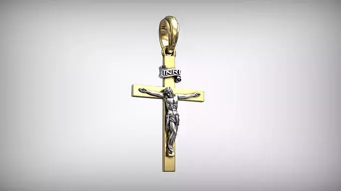 Classic Christian Crucifixion Minimalist Two Tone INRI Cross