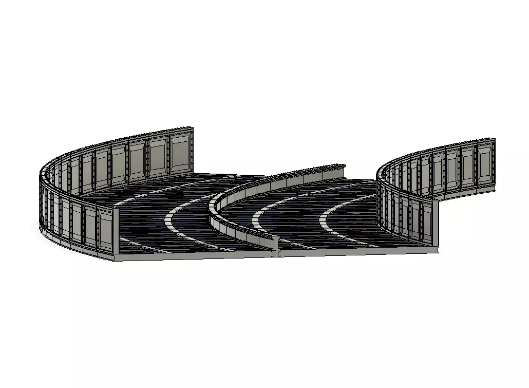 Model Railway 3rd and 4th Radius Double Track Curved Bridge Deck 3D print model