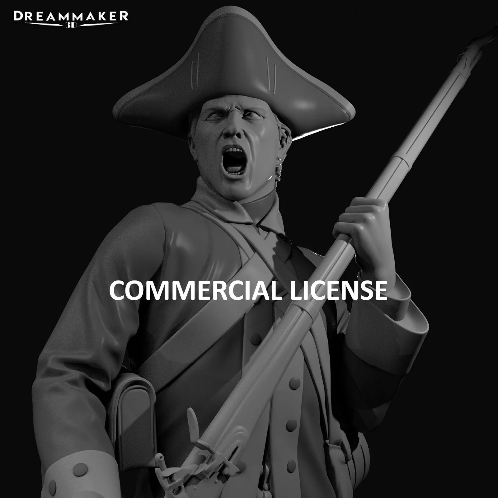 Revolutionary War soldier - COMMERCIAL license 3D print model